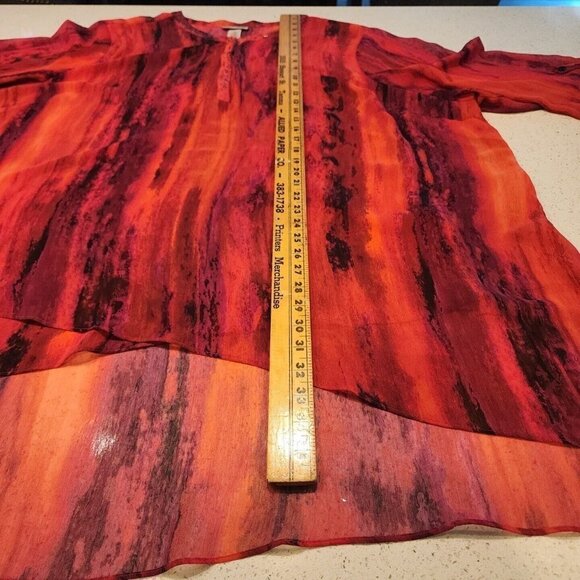 catherines 4x 30w 32w Tunic Shirt Tip Red Flowy Short Sleeve - Picture 8 of 8